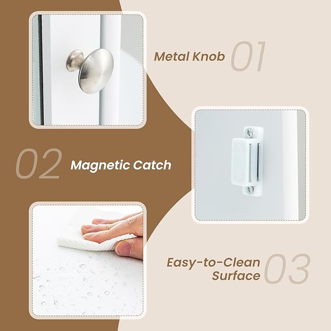 Tangkula Bathroom Medicine Cabinet, Wall Mounted Storage Cabinet with Mirror Door, Removable & 3 Adjustable Shelves, Wooden Hanging Wall Mirror Cabinet for Bathroom Living Room Laundry (White)