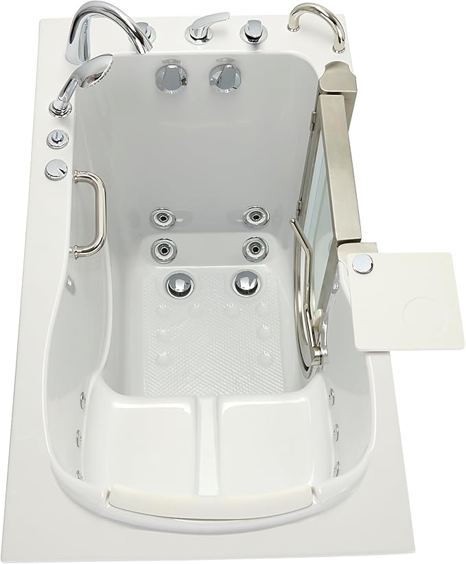 Ella Royal 32"x52" Acrylic Hydro Massage Walk-In Bathtub with Right Inward Swing Door, Heated Seat, 5 Piece Fast Fill Faucet, 2" Dual Drain