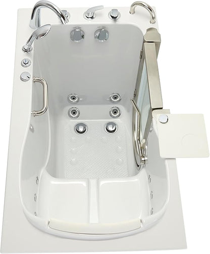 Ella Royal 32"x52" Acrylic Hydro Massage Walk-In Bathtub with Right Inward Swing Door, Heated Seat, 5 Piece Fast Fill Faucet, 2" Dual Drain