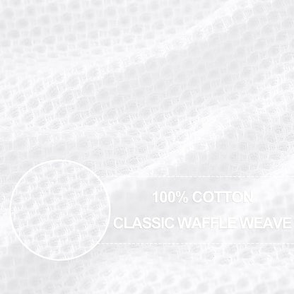 Homaxy 100% Cotton Waffle Weave Kitchen Dish Towels, Ultra Soft Absorbent Quick Drying Cleaning Towel, 20x28 Inches, 8-Pack, White