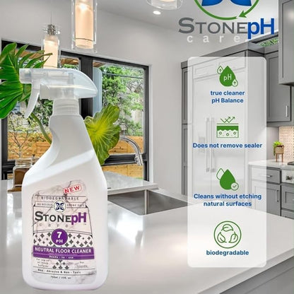 Natural Stone Cleaner - Limestone, Slate & Travertine Cleaner - Natural Stone Shower Cleaner For Marble - Concentrated PH Neutral Floor Cleaner Lavender (25 Fl. Oz)
