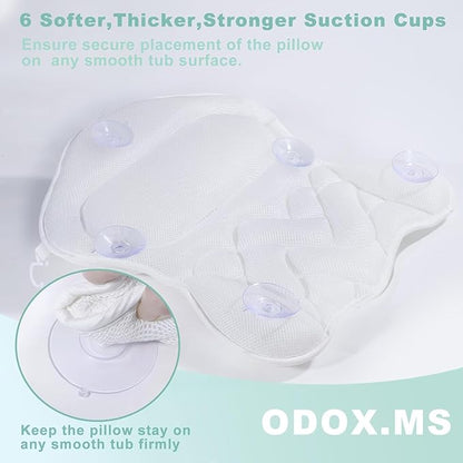 Bath Pillow for Tub,Bathtub Pillow,Bath Pillows for tub Neck and Back Support,4D Mesh Fabric Strong Suction Waterproof Relaxing Headrest,Bath Accessories Spa Gifts