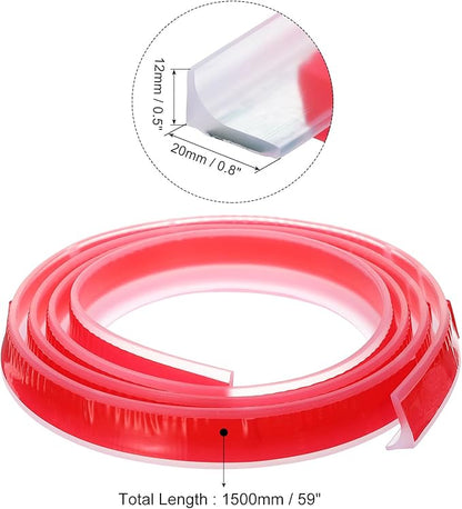 uxcell 59 Inch Collapsible Shower Barrier Stopper Water Splash Guard Blocker 59"Lx0.8"Wx0.5"H for Bathroom Kitchen Wet and Dry Separation, Clear
