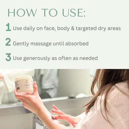 Yobee Body & Face Moisturizing Cream for Dry, Sensitive Skin | Probiotic extracts, Honey, Turmeric, Vitamin B12, Ceramides, Shea Butter | Fragrance Free | For Kids & Adults (3)