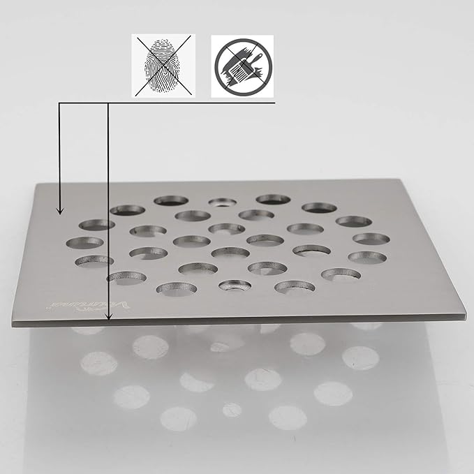 Square 4-1/4(4.25) inch Screw-in Shower Floor Drain Grate Strainer (Brushed Nickel)