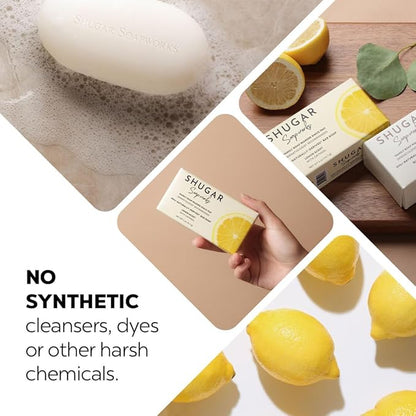 Shugar Soapworks Oatmeal & Lemon Verbena 5 oz Beauty Bar Soap 8-Pack | Plant-Based Vegan Formula | Sulfate & Paraben Free | Gentle Exfoliating Cleanser with Finely Ground Oatmeal Flakes