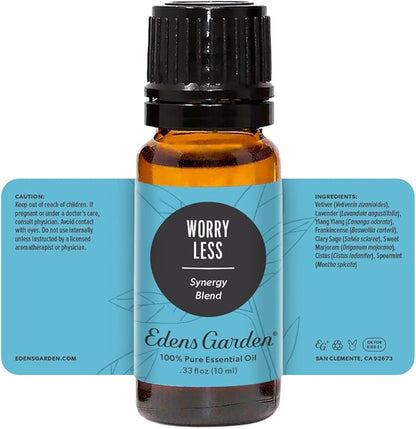 Edens Garden Worry Less Essential Oil Blend- 100% Pure Premium Grade, Undiluted, Natural, Therapeutic, Aromatherapy, The Best for Diffusing, Skin, Candle, Humidifiers 10 ml (.33 fl oz)