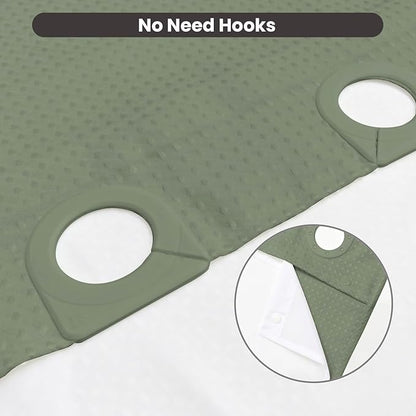 Inhousolu No Hook Waffle Weave Shower Curtain with Removable Snap in Fabric Liner Set for Bathroom, 230 GSM Heavy Duty Weighted Hem, Water Repellent Washable Bath Curtains, 72 x 78 Inch, Sage Green