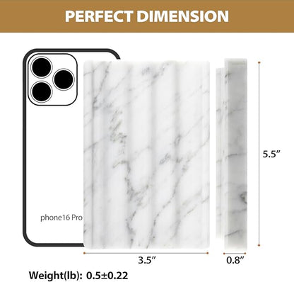 2PCS Koville Italian Natural Marble Soap Dish for Shower, Stone Soap Tray for Bathroom, Bar Soap Holder for Sink, Stripe Grooves Saver Keep Bars Dry Easy Clean (Bianco Carrara)