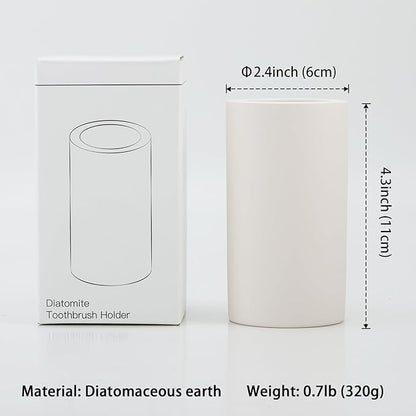 Diatomite Toothbrush Holder for Bathroom Sink, Countertop Organizer, Quick Dry Stand Cup for Toothpaste, Razors, Makeup Brushes - Water-Absorbent & Quick-Drying (Beige, Height 4.3")