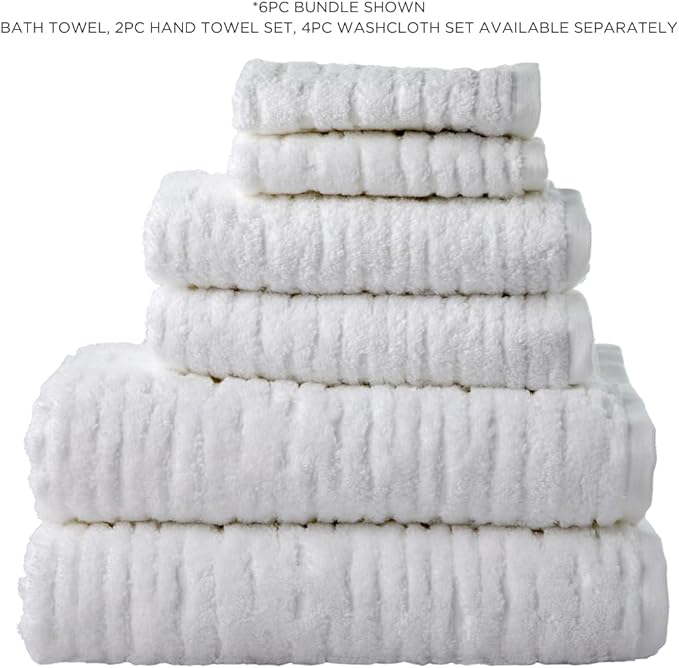 SKL Home CloudSoft Cotton Luxury 6-Piece Towel Set, White