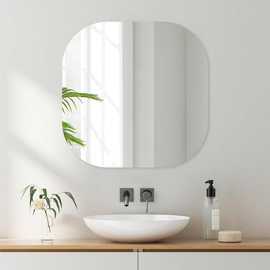 VASUHOME Frameless Bathroom Mirror, 20 x 20 Inch Wall Vanity Mirror, Large Wall Mounted Mirrors for Bathroom, Living Room, Bedroom, Entryway