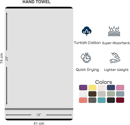 Hawmam Linen White Hand Towels for Bathroom, Set of 4, 16x29 Inch, Premium Turkish Cotton, Highly Absorbent Hotel Collection, Blissful Luxury Spa Feel, White Towels