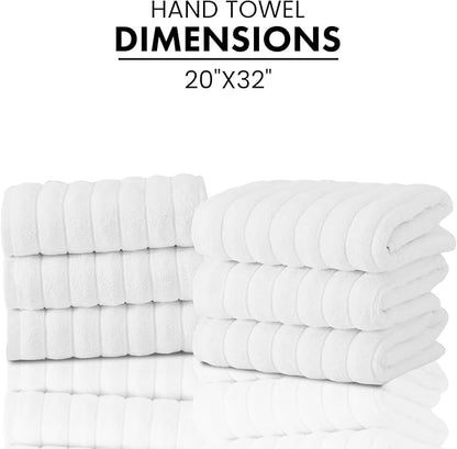 Classic Turkish Towels CTT Premium 6 Piece Hand Towels Set, 100% Turkish Cotton, Quick Dry & Comfy Towels for Hotel & Spa, Highly Absorbent | 20"x32" (White)