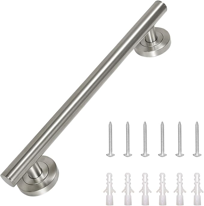 Lava Odoro Shower Grab Bar, Modern Stainless Steel Handicap Grab Bar for Bathtubs and Showers, Shower Safety Bar for Seniors Disabled, ADA-Compliant (Brushed Nickel, 12 Inch)