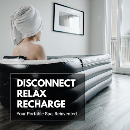 Alaskey® Portable Inflatable Bathtub For Ice Bath Or Hot Baths | Foldable & Freestanding Soaking Recovery Tub For Adults | Durable, Space-Saving, Easy To Store | Perfect For Indoor Home Spa Relaxation