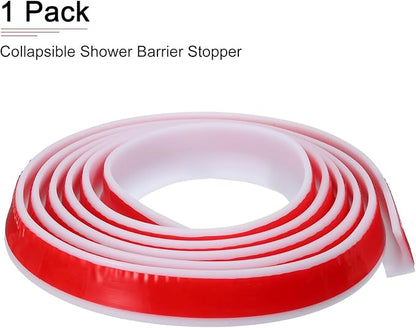 79"x0.8"x0.5" (LxWxH) Collapsible Shower Barrier Stopper - 1 Pack - Good for Bathroom Kitchen - L Shape Water Splash Guard Blocker - White