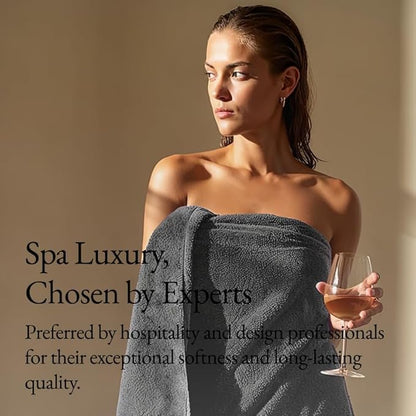 Italic Serene Ultraplush Cotton Bath Towels, 4-Pack (2 Sets of 2), Charcoal, Large, 800GSM, 100% Cotton, Heavy Duty, Resort Grade Towels (Charcoal)