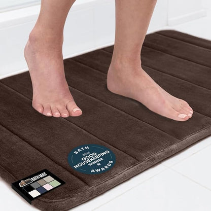 GORILLA GRIP Memory Foam Bath Mat, Soft Absorbent US Designed Bathroom Rug, Gripping Dots Machine Washable Bathmat, Cushioned Floor Mats, Shower Sink Rugs Room Décor Accessories, 30x20 Brown