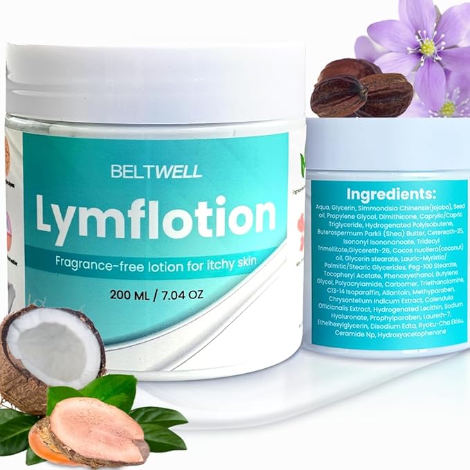 Beltwell® Lymflotion Non-Greasy Moisturizer for Dry & Sensitive Skin Relief – Fragrance Free Anti-Itch Lotion for Itchy Skin, Lymphedema, Diabetes, Eczema, Cracked Feet & Arms – 200ml