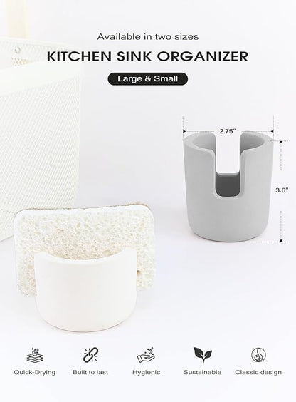 Diatomite Stone Sponge Holder, Quick Dry Dish Sponge Stand for Countertop, Fast Dry Diatomaceous Earth Sponge Holder for Kitchen Sponge, Gray