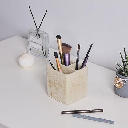 Natural Travertine Textures Toothbrush Holders for Bathroom, Electric Toothbrush and Toothpaste Holder 3 Slots Tooth Brush Organizer for Bathroom Countertop, Shower, Vanity