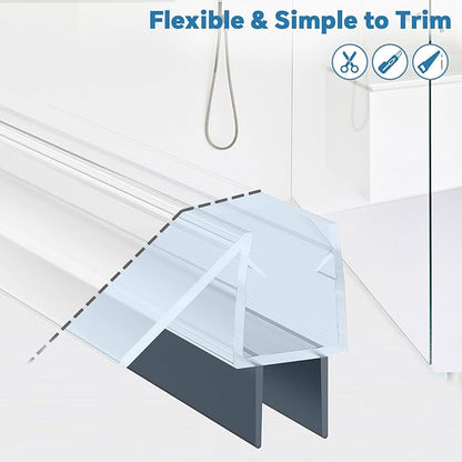 Shower Door Bottom Seal Strip, 2PCS Seal Strip, Clear PVC, 36" Length, Fits 6mm Thick Glass, Prevents Leaks, Easy Installation, No Adhesive Required (Ultra Clear & Black, 36in for 1/4"(6mm) Door)