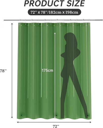 AmazerBath 72x78 Long Shower Curtain Liner, Clear Green Plastic Shower Curtain Liner, Waterproof PEVA Shower Liner, Cute Lightweight Shower Curtains for Bathroom with 3 Magnets & Rustproof Grommets