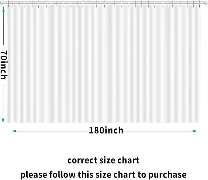 Clawfoot Tub Shower Curtain 180x70 Inch White Liner All Warp Around Extra Wide 36 Metal Hooks with Magnets Vinyl Bath for Bathroom PEVA Waterproof Pure