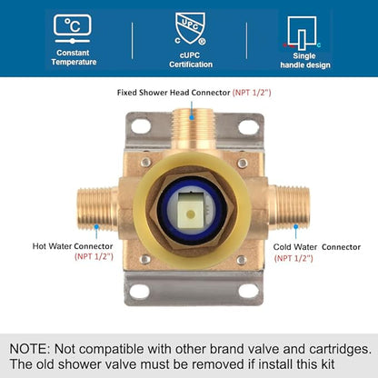 POP SANITARYWARE Shower Faucet Set Brushed Gold Bathroom Rainfall 10 Inch Shower Head System Single Handle Shower Trim Kit with Valve