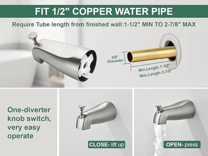 SHAMANDA Shower Faucet Set with Tub Spout Tub and Shower Faucet Set Complete with Handheld Shower Head Shower Combo Set Shower System with Tub Spout Tub and Shower Trim Kit Brushed Nickel, L879-2