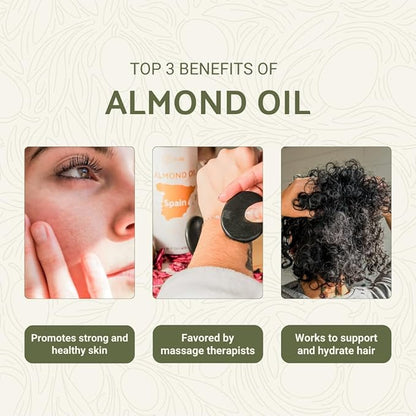 Nature Packaged Sweet Almond Oil - for Skin and Hair - Carrier Oil for Essential Oils Mixing - From EIR Oils' Farm in Mallorca, Spain - 4 Gallons