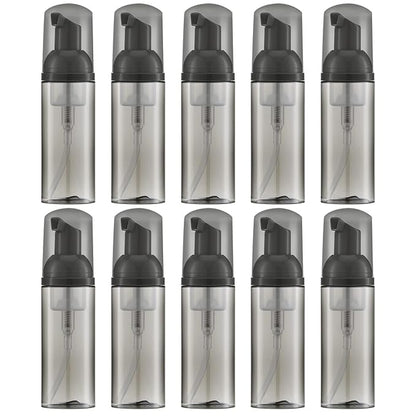 2oz Foam Bottle (10PCS) Empty Foaming Pump Dispenser for Hand Soap, Lash Cleanser, Shampoo to Travel (60ml, Black)