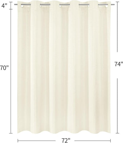 MitoVilla No Hooks Needed Ivory Waffle Shower Curtain Liner Set, Modern Waffle Weave Heavy Duty Fabric Cloth Shower Curtain with Snap-in Liner for Luxury Neutral Hotel Spa Bathroom Decor