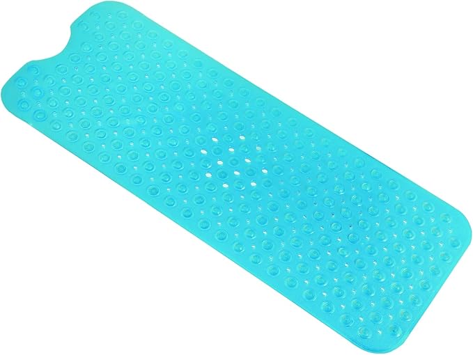 Anti-Slip Bathtub Shower mat, 39.3×15.7 inch（Approximately 100 × 40cm） Soft Oversized Machine Washable Non-Slip Bathtub mat with Drainage Holes, Bathroom Floor Suction Cup.（1-Clear Green）