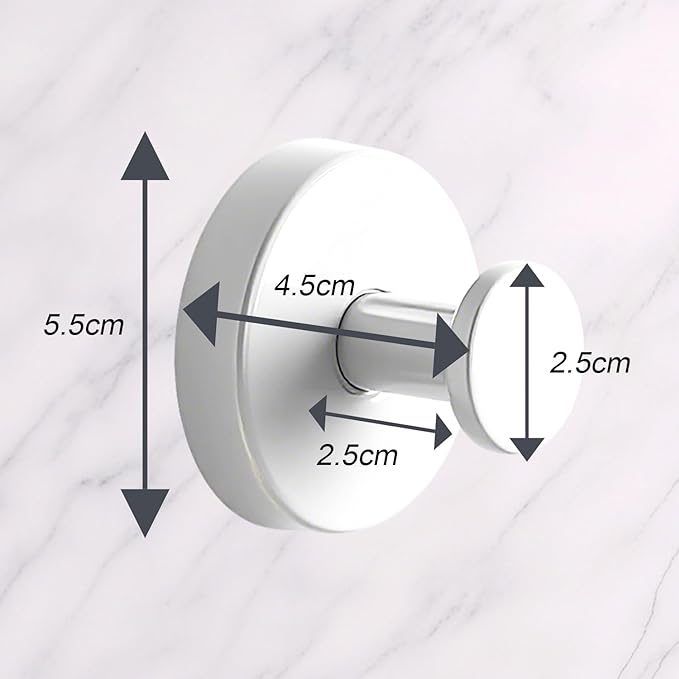 Suction Cup Hooks for Shower, Bathroom Hooks for Towels Stainless Steel Wall Hook for Hanging up to 6.5 lbs for Kitchen, Glass, Mirror(2PCS White)
