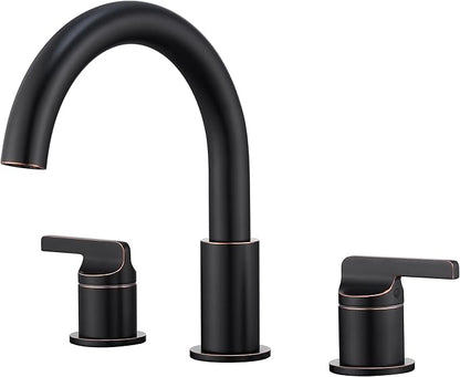 SITGES Oil Rubbed Bronze High-Arc Bathtub Faucet,Solid Brass,2-Handle Deck Mount Tub Faucet,3-Hole Roman Bath Tub Faucet Set with Valve