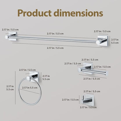 Bathroom Accessories Set Polished Chrome Towel bar Set, 4 Piece Towel Rack Set Towel bar for Bathroom Wall Mounted Durable 24 inch Towel bar Robe Hook Towel Ring Toilet Paper Holder