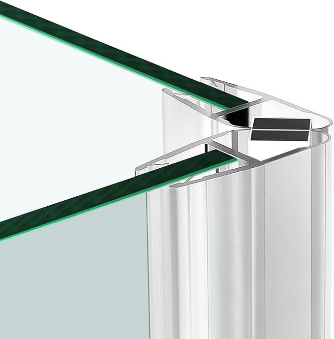 Bathroom Shower Glass Door Side Seal Strips, Length 78 Inch 2PCS Transparent PVC Door Side Seall Strips with Magnetic Stripe for 3/8" (10MM) Thick Framless Glass Panel