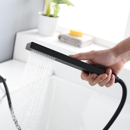 sumerain Black Roman Tub Faucet Waterfall Bathtub Faucet With Hand Shower, High Flow Rate