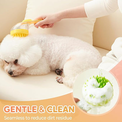 Pet Bath Brush with Shampoo Dispenser, Dog Bath Brush and Grooming Massage Brush for Dogs & Cats, Easy Dog Washing Brush for Short and Long Hair, Coarse and Fine Teeth 2pcs (Green)