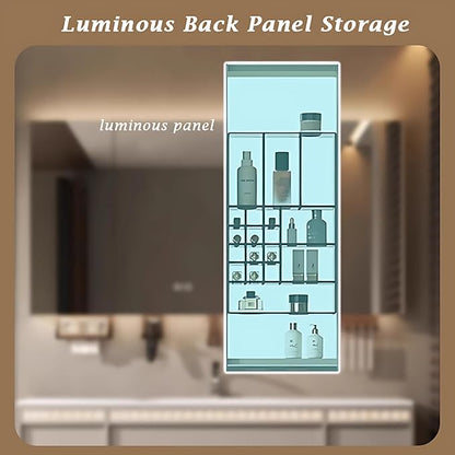 72IN Modern Bathroom Vanity with Sink - Bathroom Vanity with 2 Drawer Organizer, LED Mirror Lights & Defogging Function | Wall - Mounted Vanity with Silver Sink Faucet