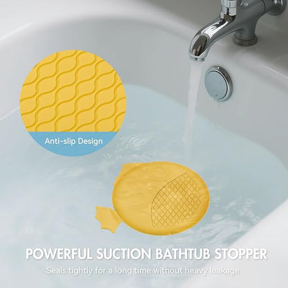 TRAPMATE Bathtub Drain Stopper/Protector/Hair Catcher Shower Drain/Easy Clean Hair Trap Strainer & Silicone Stopper for Tub, Sink (Yellow)