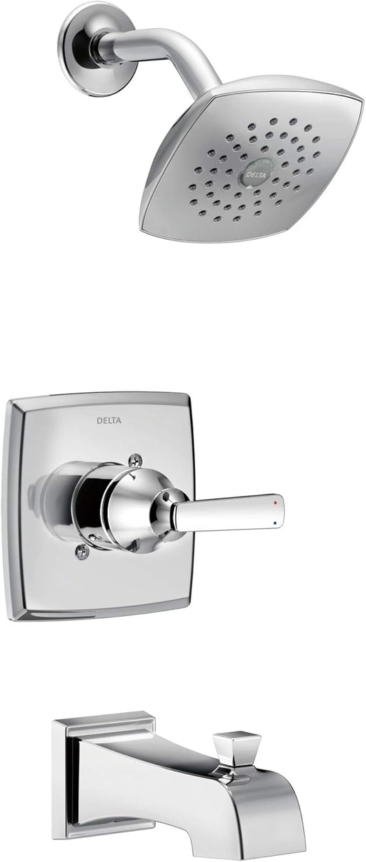 Delta Faucet Ashlyn 14 Series Single-Handle Tub and Shower Trim Kit, Shower Faucet with Single-Spray Touch-Clean Shower Head, Chrome T14464 (Valve Not Included)