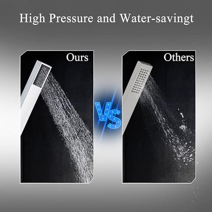Senlesen Bathroom Chrome Freestanding Tub Faucet Floor Mounted Bathtub Shower Faucet with Handheld Sprayer