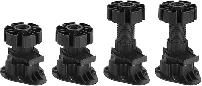 60x46mm(LxW) Adjustable Leveling Feet - 4Pack- Good for Furniture - Leveler Support Frame Replacement Legs - Black