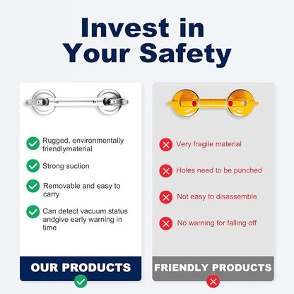𝗨𝗽𝗴𝗿𝗮𝗱𝗲𝗱 Suction Cup Grab Bars for Bathtubs and Bathroom, Tool Free Shower Handle, Grab Handle for Elderly Suction with Indicators, Shower Grab Bar for Seniors, Heavy Duty,Sliver