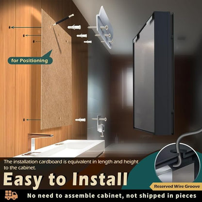 KWW LED Lighted Bathroom Medicine Cabinet with Sockets & USBs, Defogger, Dimmable, 3 Color Light Makeup Mirror, Easy to Install, Wall Mounted Cabinet (3 door-40 * 28)