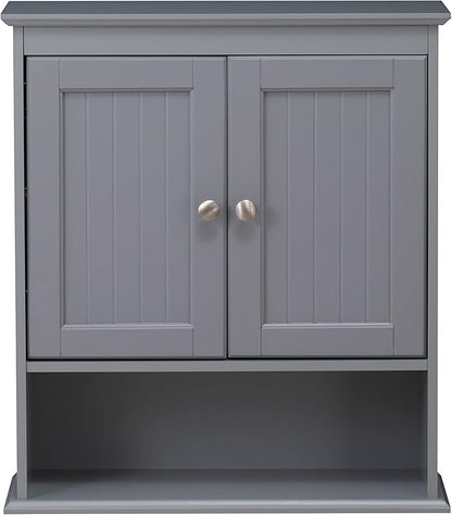 Spirich Bathroom Wall Cabinet, Wall Mounted Medicine Cabinet Organizer, Over The Toilet Storage Cabinet with Doors and Shelves, Gray