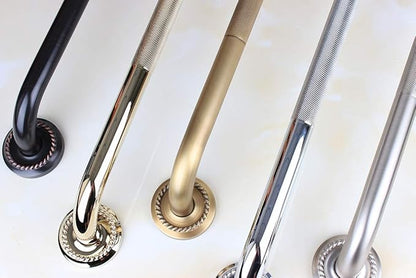 Textured Shower Grab Bar, 18-Inch Bathroom Support Rails, Stylish Anti-Slip Safety Armrest Hand Rail, Polished Gold Finish, Good for Senior, Kids, Elderly